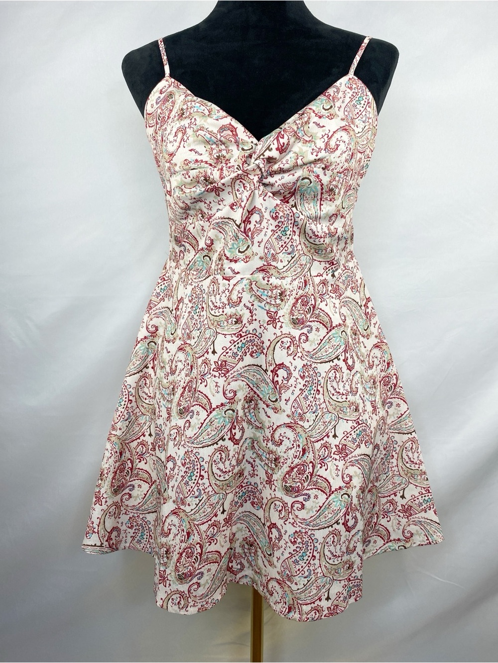 Princess Polly Satin Paisley Whimsigoth Y2K Twist Front Mini Dress Size 6
